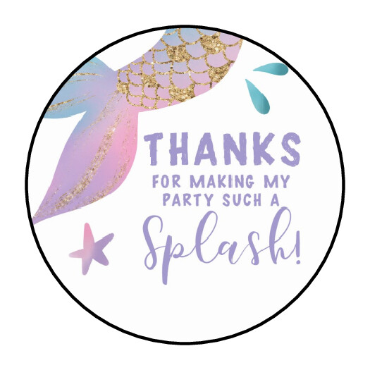 30 THANK YOU MERMAID ENVELOPE SEALS LABELS STICKERS 1.5″ ROUND PARTY FAVORS