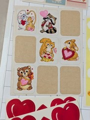 Mixed Lot Partial Sheets – Vintage Stickers Hearts Valentines 1980s