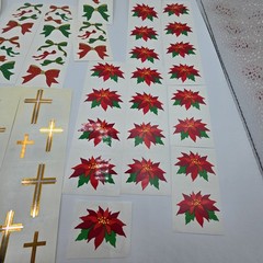 Vtg 90s Mrs. Grossman’s Stickers Lot Christmas Poinsettia Cross Church Bows