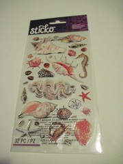 Scrapbooking Crafts Stickers Sticko Sea Shells Horse Crab Glittery Star Fish