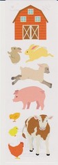 Mrs. Grossman’s Stickers – On the Farm – Barn, Sheep, Pig, Cow, Chick – 4 Strips