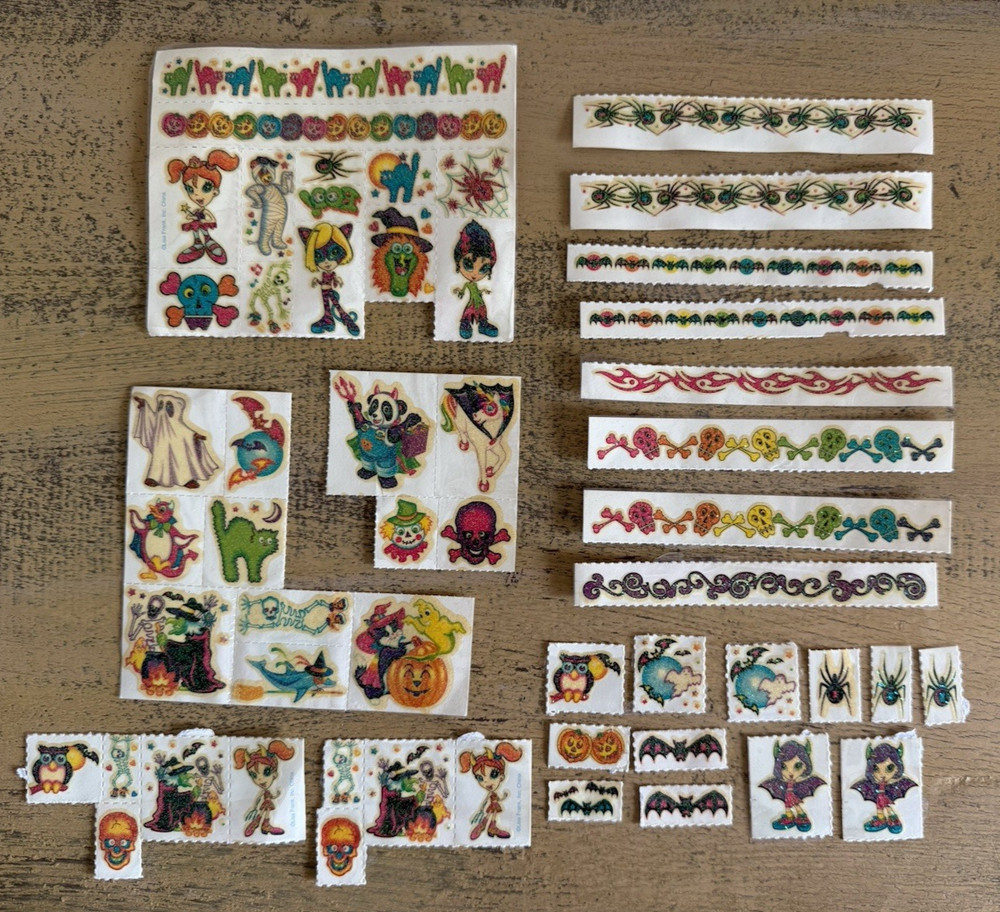 Vintage Lisa Frank Halloween Body Stickers LOOSE WRINKLED BUBBLED
