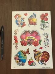 1 Sheet Vintage MARK 1 Love/Heart/Romance Stickers 1984 Rare, large sheet!