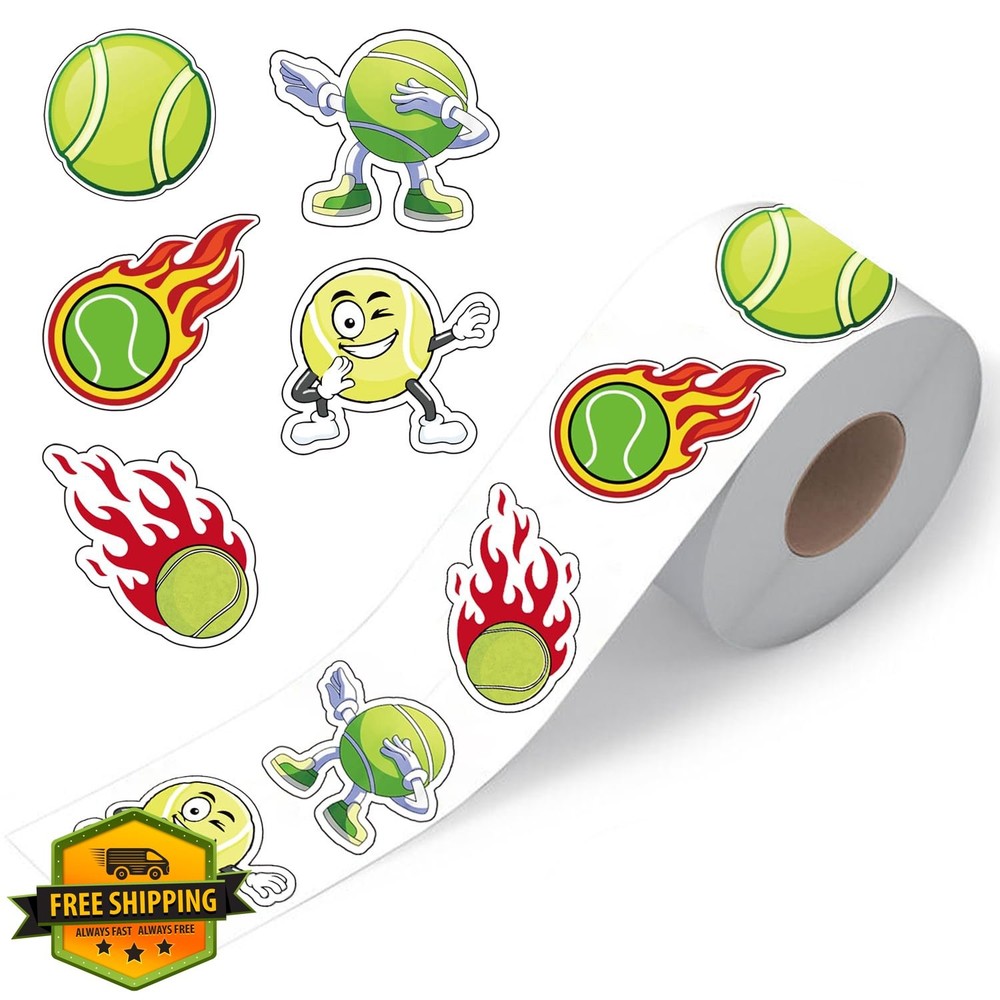 500pc Tennis Ball Stickers Roll Decals