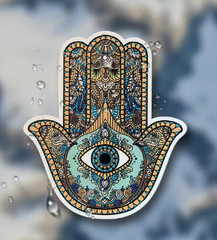 Fatima Hamsa Hand of Protection Vinyl Sticker 2+1/2 x 2+1/4-inch FREE SHIPPING