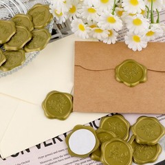 20Pcs Self-Adhesive Olive Stickers Wax Seal Stickers Wedding Invitation Envelope
