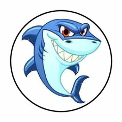 48 MEAN SHARK ENVELOPE SEALS LABELS STICKERS 1.2″ ROUND