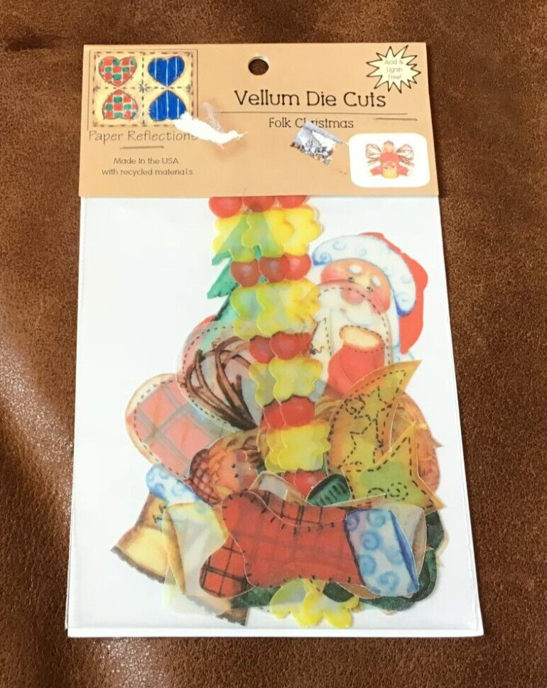 PAPER REFLECTIONS VELLUM DIE CUTS FOLK CHRISTMAS SANTA ANGELS STOCKINGS