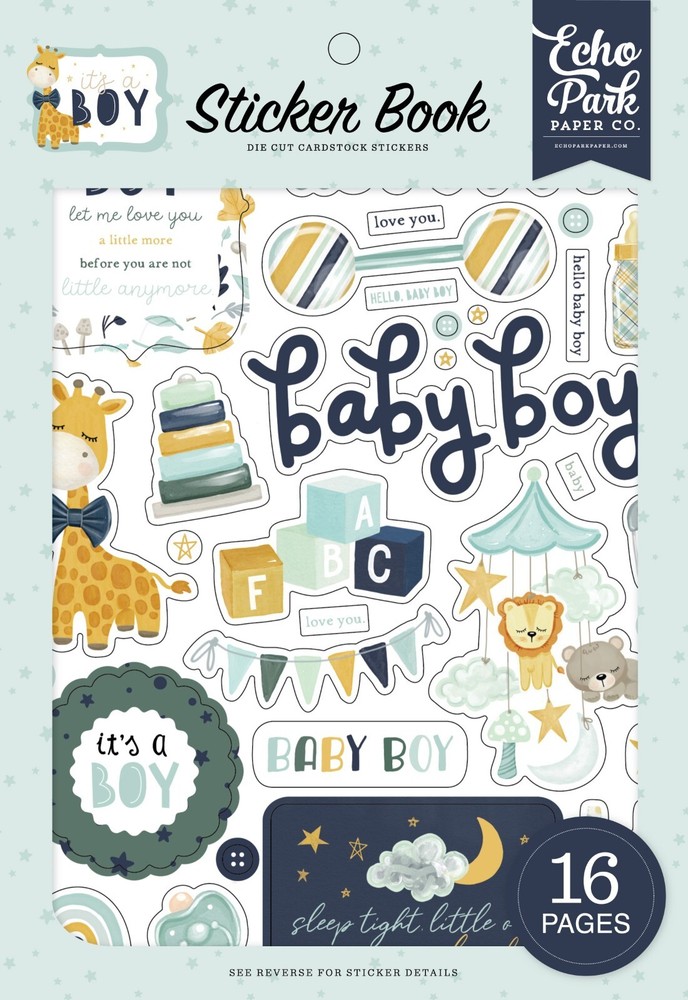 Baby Boy Welcome Shower Nursery Cute Love Echo Park Border Alphabet Sticker Book