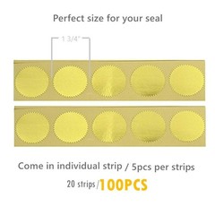 100pcs Gold Embossed Foil Blank Certificate Self-Adhesive Sealing Stickers – …