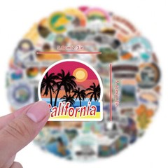 50 Pcs Sunny California State Stickers Landscape Travel USA Waterproof Vinyl