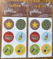 Lot Of 2 PEBBLES Handyman Tools Box Screws Hammer Painting Scrapbook STICKERS