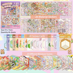 40 Sets DIY 3D Sticker Scenes, Miniature House Pet Shop Room Stickers