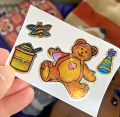 Vintage 80s Sticker Lot: Restored Damaged Teddy Bear Birthday Foil Mylar READ