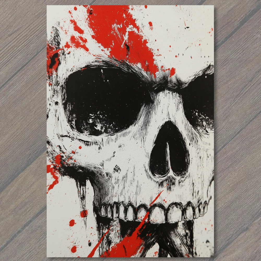 STICKER Skull Black Red Grunge Splatter Closeup Teeth Gothic Spooky Halloween