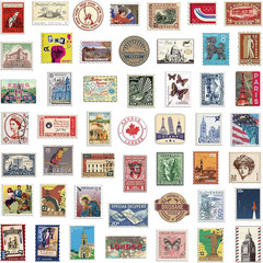 Vintage Travel Stamp Stickers, Retro World Journaling Postage Sticker for Planne