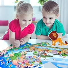 6 Set Puffy Sticker Books (260pcs) – 3D Reusable Animal, Dinosaurs, Space, Vehic