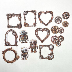 Steampunk Gears Robot Cardstock Stickers Scrapbooking Junk Journaling Collage