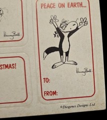 Vintage Sticker Lot Christmas Tags 6 Sheets AGC,Gibson Hallmark, Footrot Flat