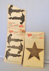 VTG 1920S ANTIQUE XMAS STICKERS 6 SILVER GLITTER LARGE 3″ SIZE STAR CANDLESTICKS