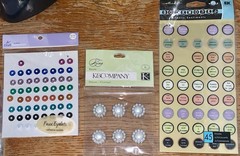 Scrapbooking Stickers/Brads: Faux Eyelets, Lg Flower Brads & Sentiment Stickers