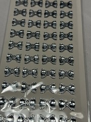 GEM STICKERS RHINESTONES hand crafts 56 count CLEAR SILVER BOWS