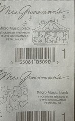 BLACK MICRO MUSIC Stickers (16pc)Mrs.Grossman’s•Notes •Instruments•Card Making•