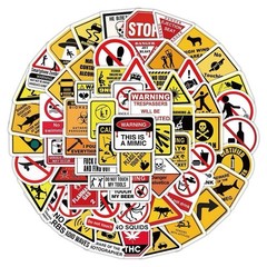 50Pcs Random Safety Warning Signs Vinyl Waterproof Stickers