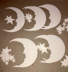 🕷️10 CRESCENT MOON & STARS Tim Holtz cardstock paper die cut HALLOWEEN