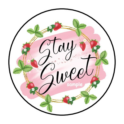 30 STAY SWEET STRAWBERRIES ENVELOPE SEALS LABELS STICKERS 1.5″ ROUND
