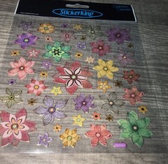 Crafts Stickers Colorful Flowers Gold Trim Multicolor Scrapbook Reading Journal