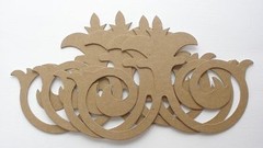 {12} CROWN SCROLL FLOURiSH – Bare Chipboard Die Cuts – 5″