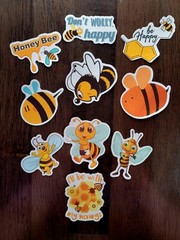 STICKERS x 10 Honey Bee Positive Apiculture Beehive Cartoon Sticker BEH2