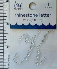 Letter Cursive K Rhinestone Sticker 1.5″ Clear Crystal Scrapbook Monogram Bling