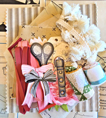 Vintage Sewing Ephemera Junk Journal Kit Pattern Papers Lace Notions Craft Lot