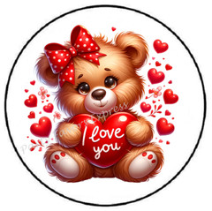 I LOVE YOU BEAR WITH HEART VALENTINE ENVELOPE SEALS LABELS STICKERS PARTY FAVORS