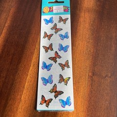 Vintage SANDYLION Mother of Pearl Butterfly Stickers 1 Strip 3 Mods Irridescent
