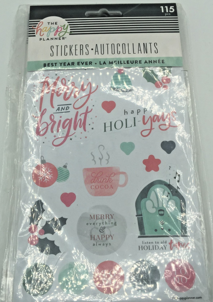 NIB The Happy Planner 2pk of Merry Christmas 5 Sheet Sticker Pages Scrapbook