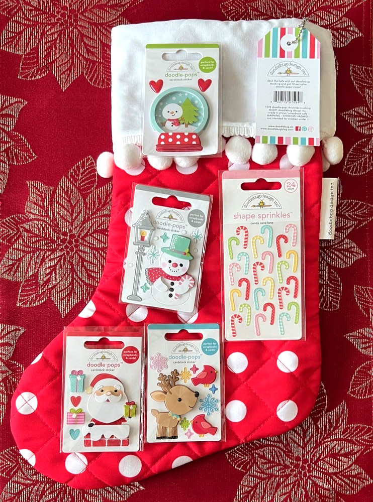 CHRISTMAS DOODLEBUG STOCKING DOODLE-POPS + CANDY CANE SHAPE SPRINKLES