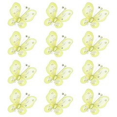 12Pcs Butterflies for Crafts, 2.2″ Organza Butterflies, Light Yellow