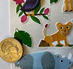 JUNGLE ANIMAL Dimensional Stickers(22pc) Sticko…Giraffe…Monkey…Lion…Tiger…Rino…