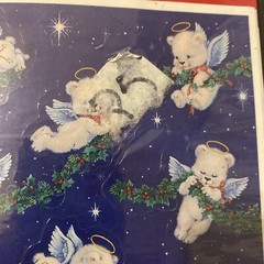 Vintage Heartline Hallmark Cards Angel White Teddy Bears 4 sticker sheets NIP