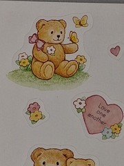 Vtg Teddy Bear Stickers Religious Christian Love One Another God’s Gift Rejoice