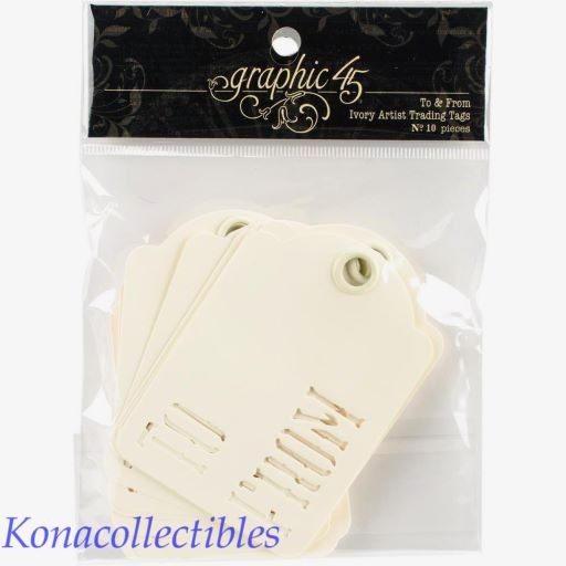Graphic 45 Staples STENCIL-CUT ATC TAGS IVORY To & From (10) Scrapbooking