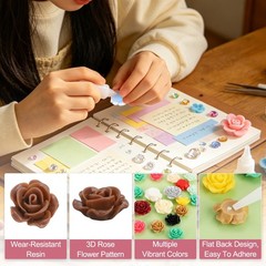 13mm Resin Rose Flatback Charms, 60 Pcs Cabochon Embellishment, Dark Brown