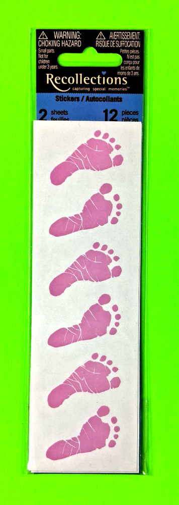 Recollections Baby Girl Footprints 2 Sheet Sticker Pack