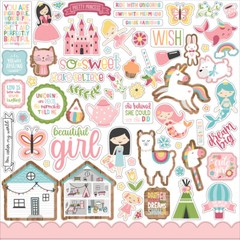 (1) 12×12 Sheet of Echo Park Paper ALL GIRL Scrapbook Element Stickers
