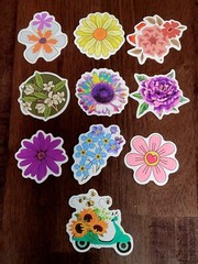 STICKERS x 10 Flowers Various Sunflowers Daisies Blue Purple Craft D22AB7