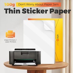 Printable Vinyl Sticker Paper 100 Sheets Glossy Waterproof Inkjet Compatible