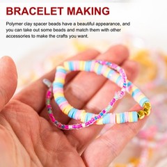 6mm 3500Pcs 10 Strands Polymer Clay Beads Spacer, Green/Pink/Yellow/White